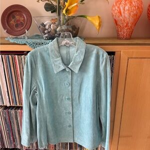 PRICE DROP:Light TURQUOISE SUEDE Jacket/Shirt, XL,by WHITE HOUSE/BLACK MARKET